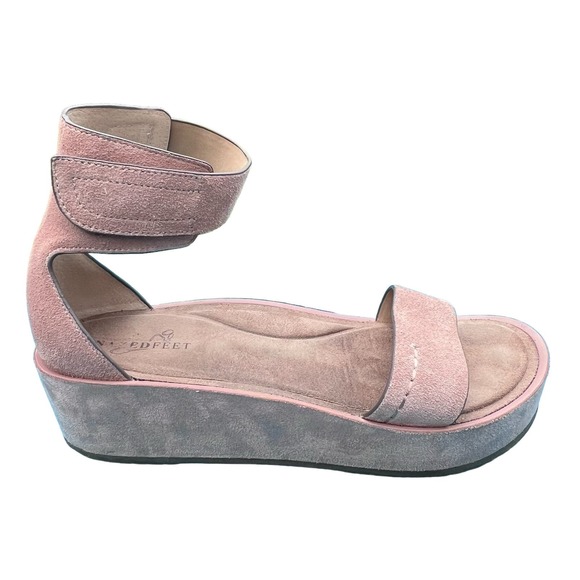 Naked Feet “Renzi” Women’s Blush Suede Wedge Comfort Sandals 9M - Picture 6 of 12